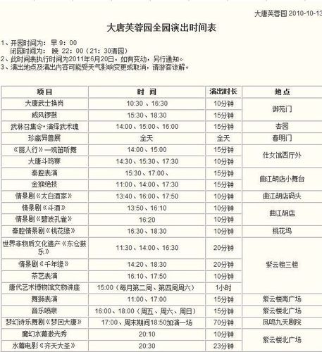 大唐芙蓉园演出-大唐芙蓉园演出时间表2023