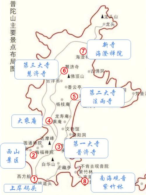 普陀山行程最佳路线图_普陀山旅行路线